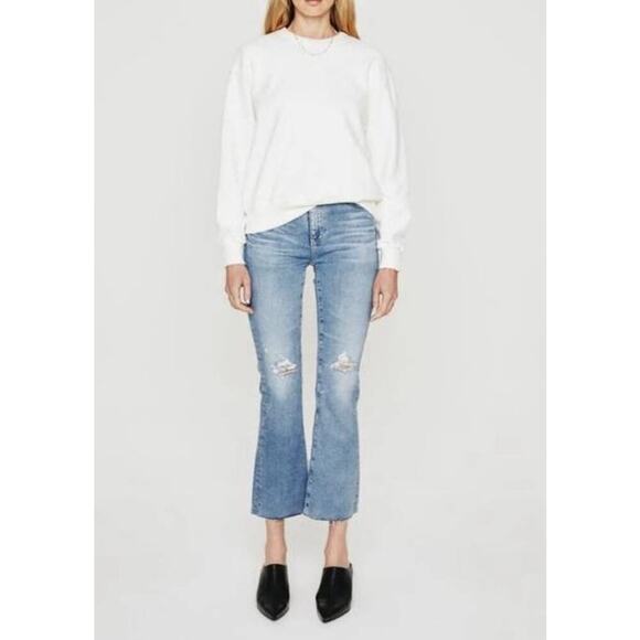 NWT AG Farrah Boot Crop Jeans Size 29 High Rise Distressed Vintage Wash Flare - Picture 1 of 9
